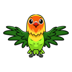 Cute fischer love bird cartoon flying