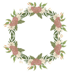 Watercolor rose wreath frame