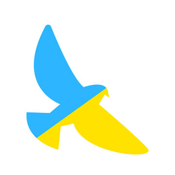Dove icon in Ukraina flag colors in trendy flat style. Vector illustration. stock image.