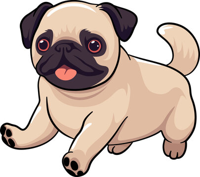 Cute pug baby dog with outline