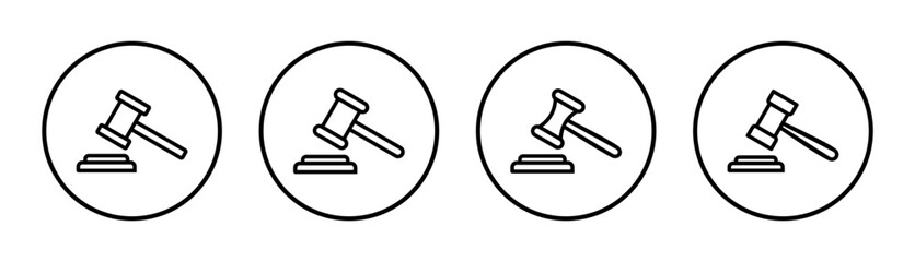 Gavel icon set illustration. judge gavel sign and symbol. law icon. auction hammer