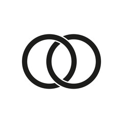 Interlocking circles, rings contour. Circles, rings concept icon. Vector illustration. stock image.