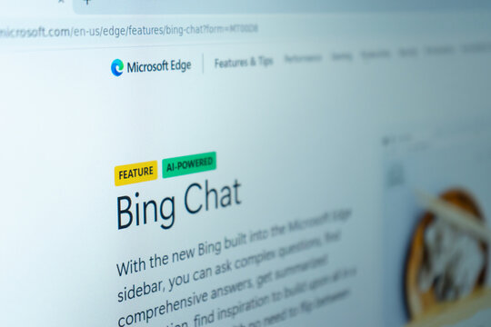 Managua, Nicaragua, June 13th 2023: Bing chat home page