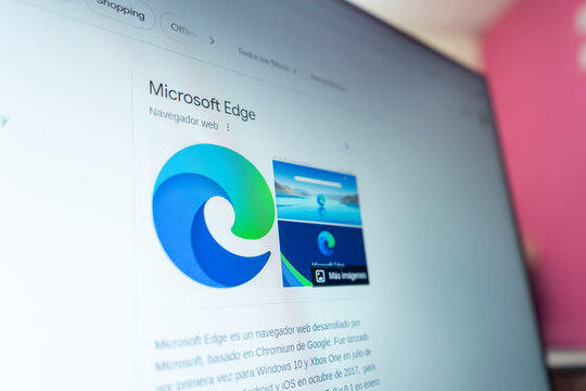 Managua, Nicaragua, June 13th 2023: Microsoft edge logo and desciption from Google Search