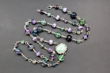 Unique gemstone necklace, handmade jewelry concept, promotional photo for an online jewelry store