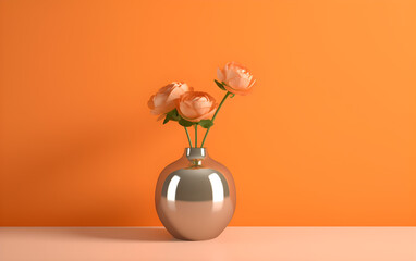 Minimalist Vase With a Flower in a Simple Background Generative by AI