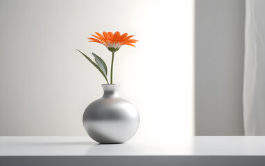 Minimalist Vase With a Flower in a Simple Background Generative by AI