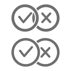 Check marks line icon. Tick and cross checkmarks, approved, rejected, correct, incorrect symbol. Vector illustration. stock image.