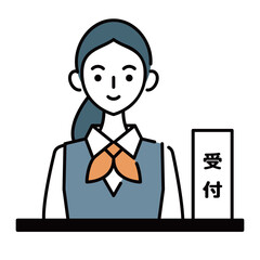 受付をしている女性のイラスト