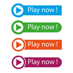 Play now buttons. Vector illustration. stock image.