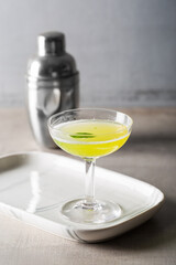 Boozy Gin Basil Smash cocktail gin, lemon juice, syrup and basil leaves