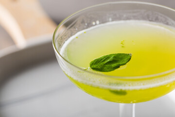 Boozy Gin Basil Smash cocktail gin, lemon juice, syrup and basil leaves