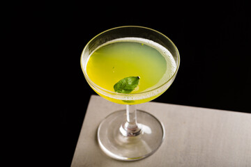 Boozy Gin Basil Smash cocktail gin, lemon juice, syrup and basil leaves