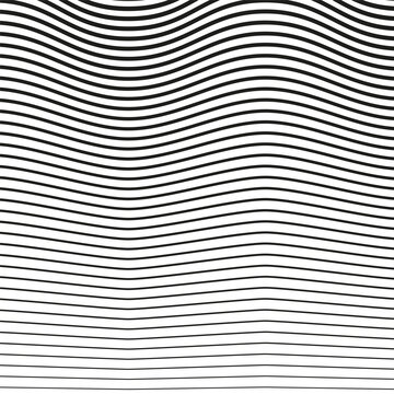 Horizontal lines, stripes pattern. wavy, curving distortion effect. Bending, warped lines with random thickness. Vector illustration. stock image.