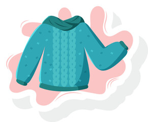 Sweater Sticker With Vary On The Neck Vector Illustration
