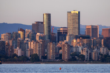 City Buildings on the West Coast of Pacific Ocean. Downtown Vancouver