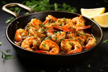 A light yet rounded dish from the south of France, shrimp Provençal is full of plump shrimp and fresh herbs in a bright garlic tomato broth. Generated Ai