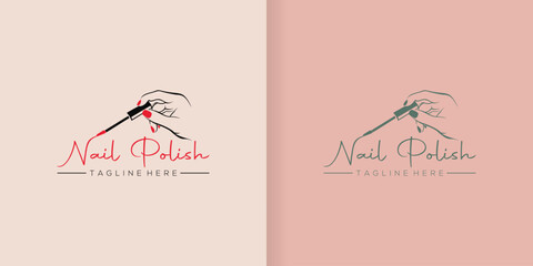 Nail polish or nail salon logo design template with creative concept - obrazy, fototapety, plakaty