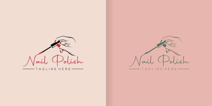 Nail polish or nail salon logo design template with creative concept