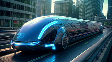 Plakat Generative AI, Journey to Tomorrow, Futuristic transportation