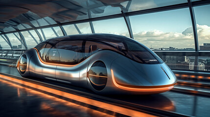 Fototapeta premium Generative AI, Journey to Tomorrow, Futuristic transportation