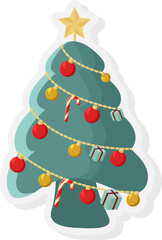 Christmas Tree Sticker Vector Illustration