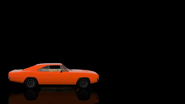 Orange Classic Muscle Car turns on itself