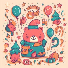 Fototapeta premium Cartoon New Year's Eve