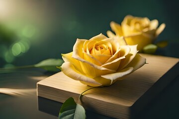 yellow rose on book