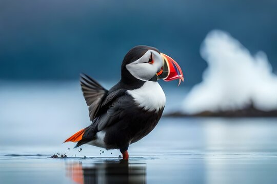 atlantic puffin or common puffin on country