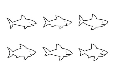 Shark icon. Sea dangerous predator. animal vector, sign, symbol, logo, illustration, editable stroke, outline design style isolated on white linear
