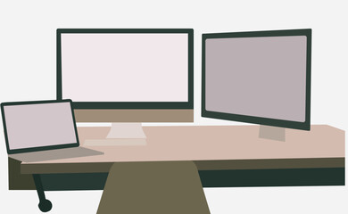 monitor with screen on table