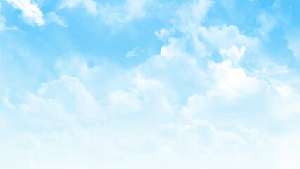 Blue sky and white clouds floated in the sky on a clear day with warm sunshine combined with cool breeze blowing against the body resulting in a miraculous refreshing. Vector  art