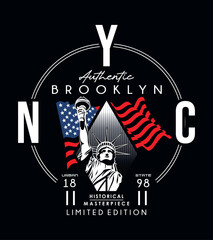 Brooklyn state, Vector Typography Illustration Design Graphic Printing