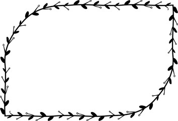 Round Diagonal Corner Rectangle frame isolated branches flower wreath leaf floral vector decoration border botanical minimalist wedding frames congratulations anniversary valentine winner award 