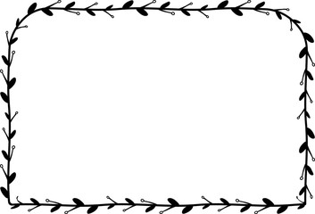 Round Same Side Corner Rectangle frame isolated branches flower wreath leaf floral vector decoration border botanical minimalist wedding frames congratulations anniversary valentine winner award 