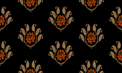 Ikat Seamless Pattern tribal art Embroidery, Ikat stripe Digital textile Asian Design for Prints Fabric saree Mughal Swaths texture Kurti Kurtis Kurtas, Motif Batik