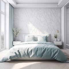 Elegant Minimalist Bedroom with Abstract Architecture Background Generative AI