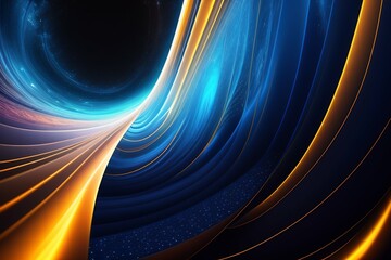 Fototapeta na wymiar quantum background Lines in blue and black 3D curves