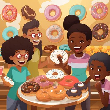 Cartoon National Doughnut Day Generative AI