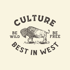bison illustration ethnic graphic buffalo design wild vintage western t shirt national parks badge animal emblem icon © kaboet