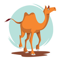 cute cartoon vector illustration of desert cattle camel
