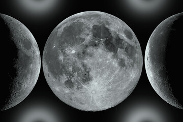 Moon closeup showing the details of the lunar surface.
