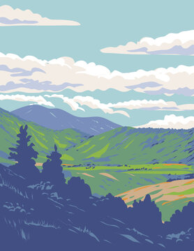 WPA poster art of Bataan National Park located in the mountainous interior of Bataan province in the Central Luzon Region, Philippines done in works project administration or Art Deco style.
