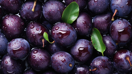 Fototapeta premium Background of Damson , HD, Decorate with water drops, Background Wallpaper, Desktop Wallpaper , Generative Ai