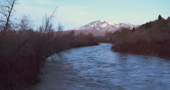 Weber River flowing from Wasatch Mountains
