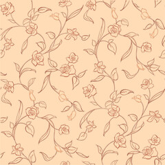 Seamless pattern vintage floral texture with bouquets in Terracotta desert. Repeat fabric wallpaper. Perfectly for wrapped paper, backdrop.