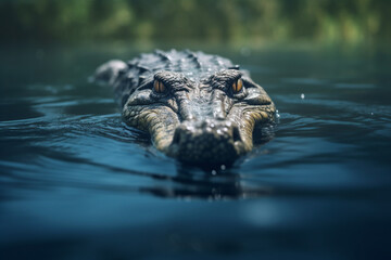 Illustration of alligator in a swamp. Generative AI. 