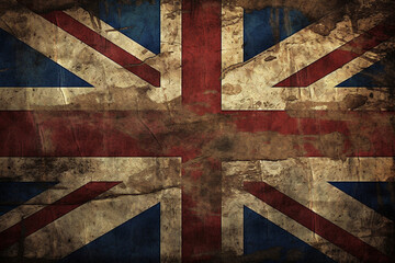 Fototapeta premium Illustration of the Union Jack with rustic texture. Generative AI. 