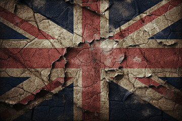 Illustration of the Union Jack with rustic texture. Generative AI.  
